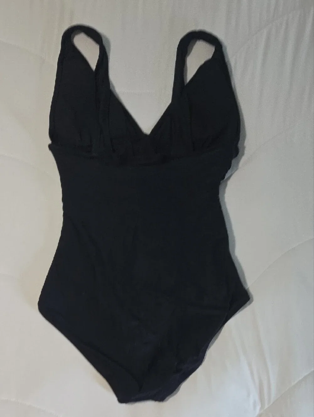 J. Crew Black One-Piece Swimsuit with Ruched Sides & Plunge Front Size 10